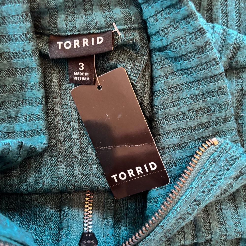 NWT Torrid Sweater Green Zip Up Ribbed Knit Classic SZ 3X - Picture 6 of 7
